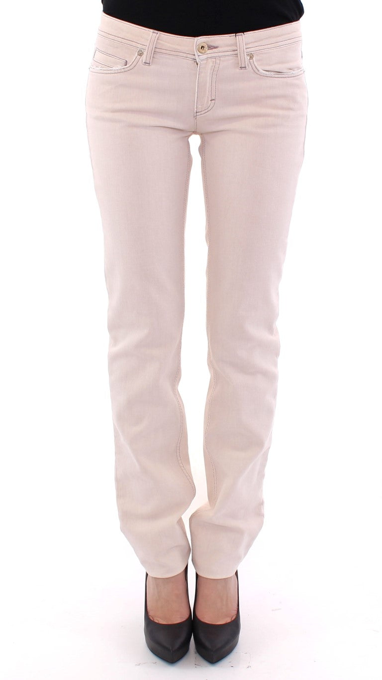 Chic Beige Cotton Blend Pants