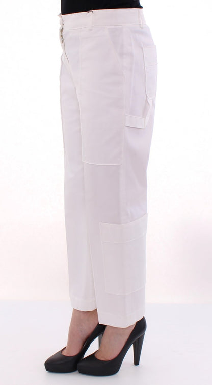 Elegant White Cotton Blend Trousers