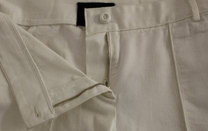 Elegant White Cotton Blend Trousers