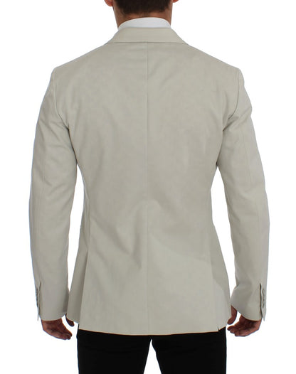 Elegant White Cotton Stretch Blazer