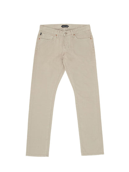 Chic Beige Straight Fit Cotton Jeans