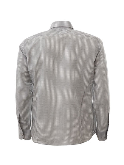 Elegant Grey Micro Print Cotton Shirt