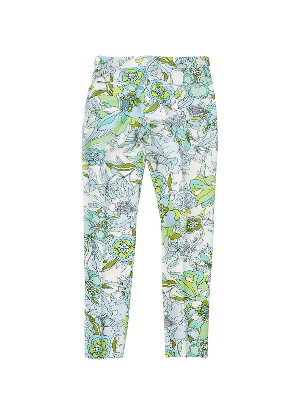 Elegant Green Floral Print Trousers