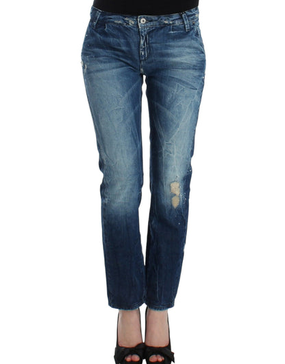 Blue distressed boyfriend jeans