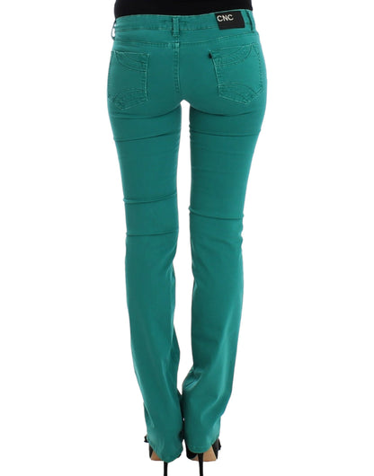 Green straight leg jeans