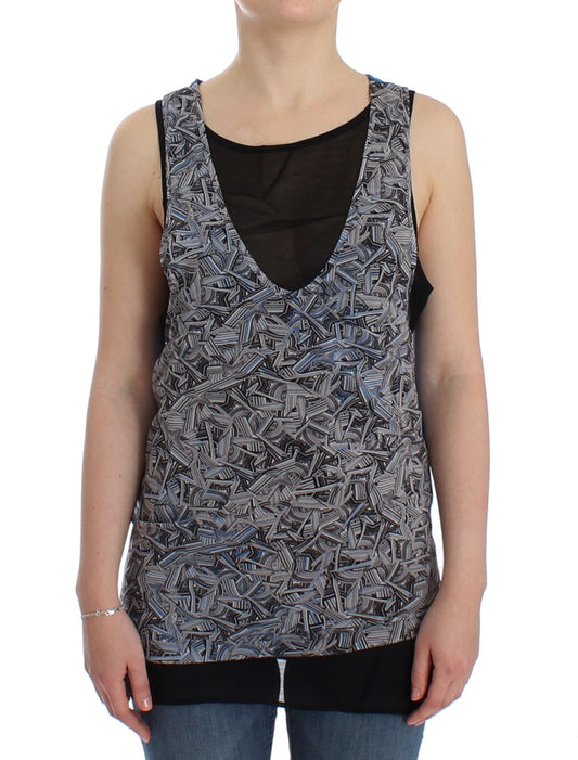 Elegant Sleeveless Top in Black and Blue