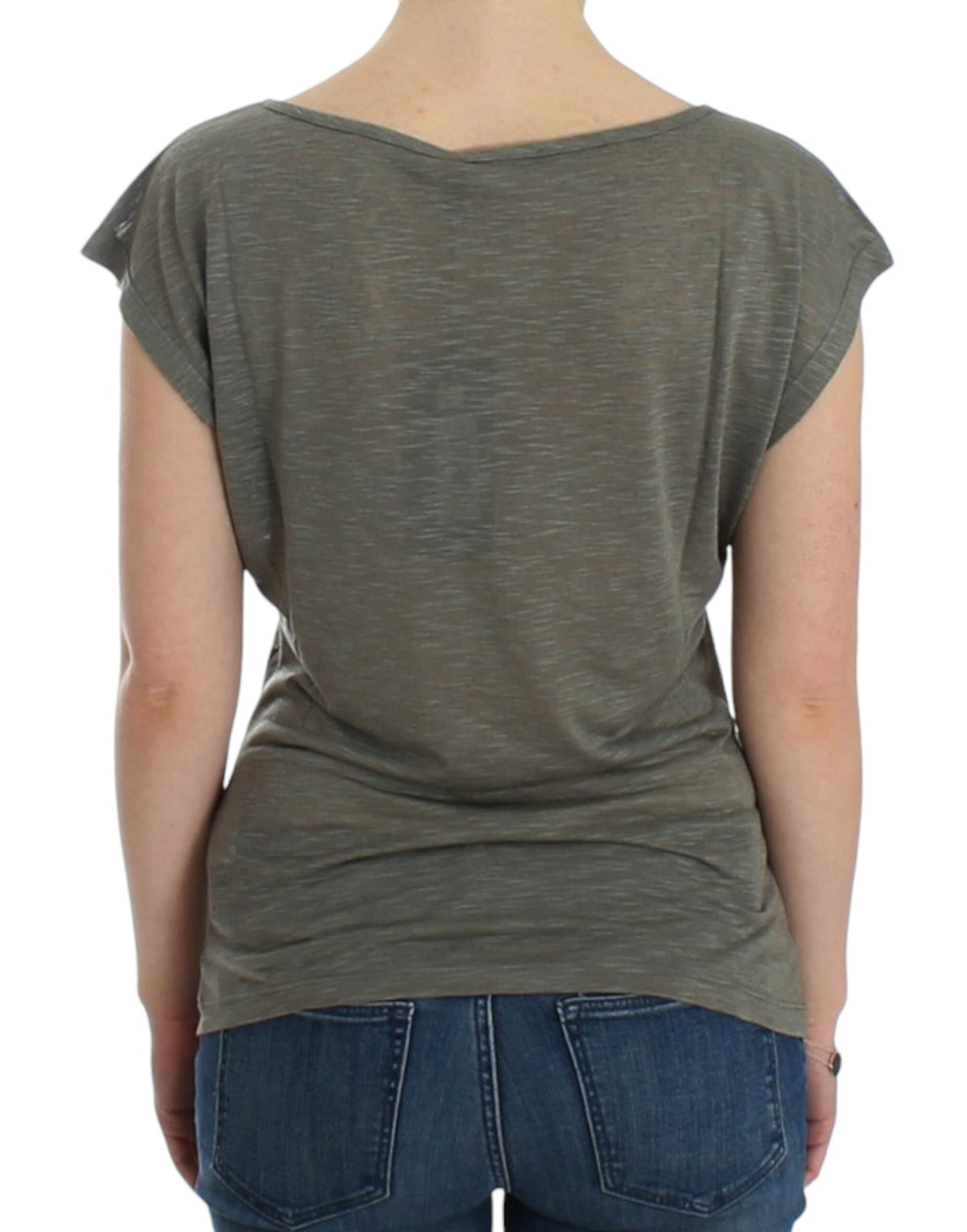 Gray print capsleeve t-shirt