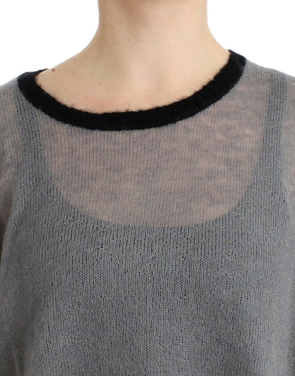 Gray embellished asymmetric sweater