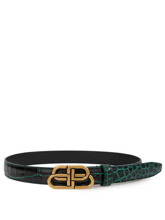 Elegance Unleashed: Green Croco Leather Belt