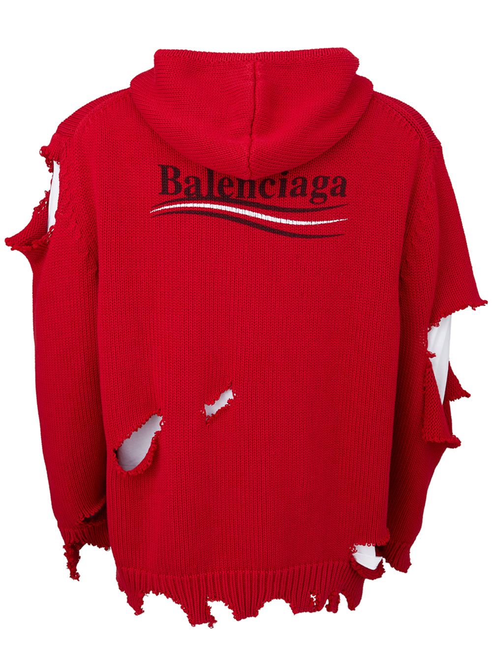 Red Ribbed Knit Oversize Sweater with Emblems