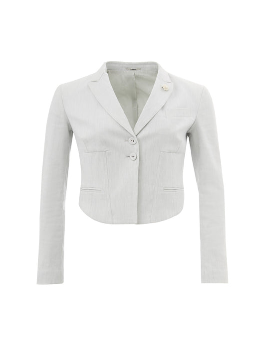 Chic Grey Linen Bolero Jacket