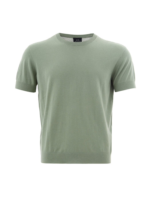 Elegant Green Cotton Tee with Timeless Elegance