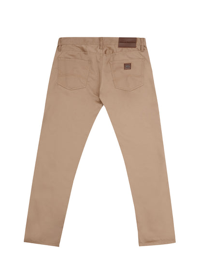 Chic Beige Cotton Regular Fit Trousers