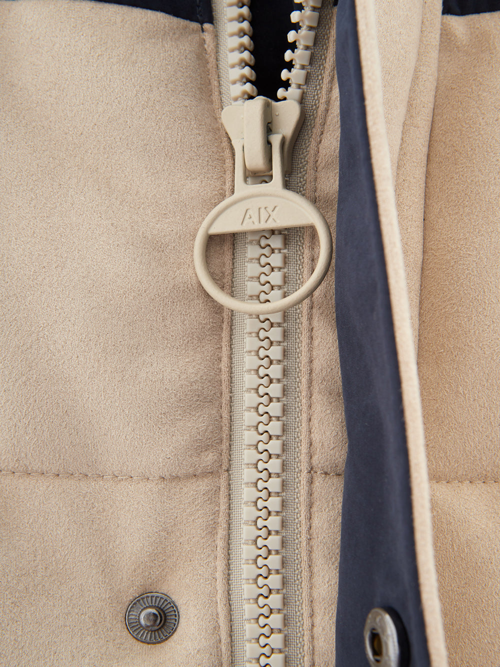 Chic Beige Puffer Jacket with Contrast Detailing