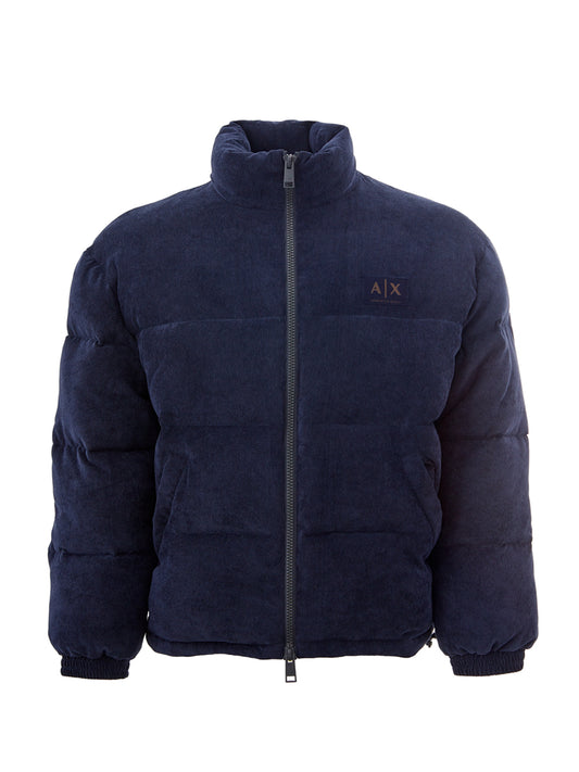 Quilted Corduroy Blue Puffy Jacket