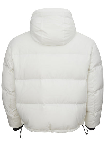 Elegant Quilted White Jacket with Adjustable Hood