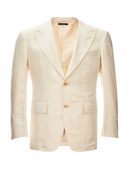 Elegant Beige Silk Blend Unstructured Jacket