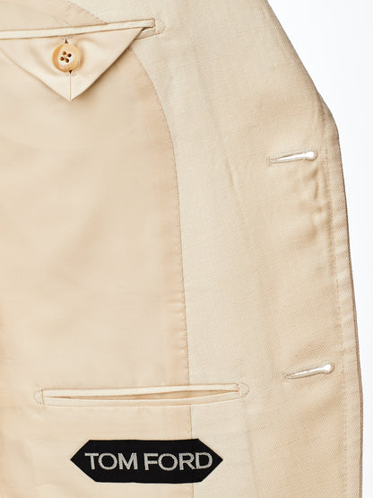 Elegant Beige Silk Blend Unstructured Jacket