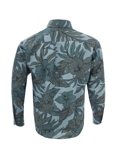 Elegant Dark Green Floral Print Shirt