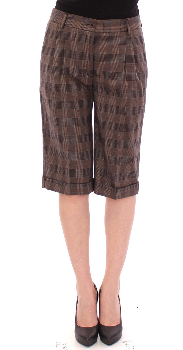 Elegant Brown Wool Blend Shorts