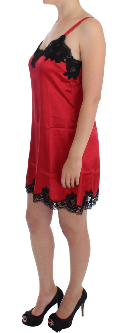 Red Silk Lace Chemise Dress