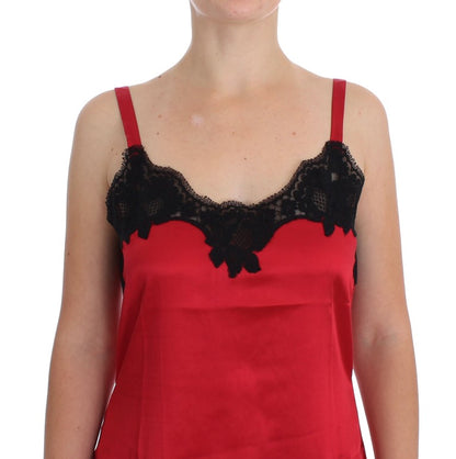 Red Silk Lace Chemise Dress