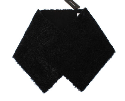 Elegant Black Shearling Shoulder Wrap