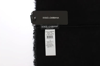 Elegant Black Shearling Shoulder Wrap