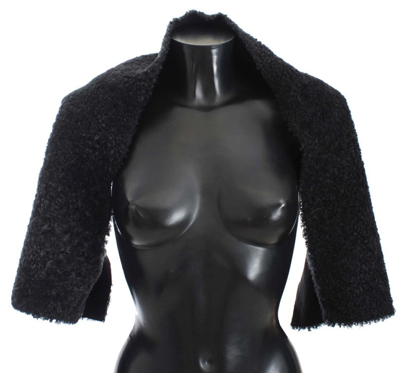 Elegant Black Shearling Shoulder Wrap