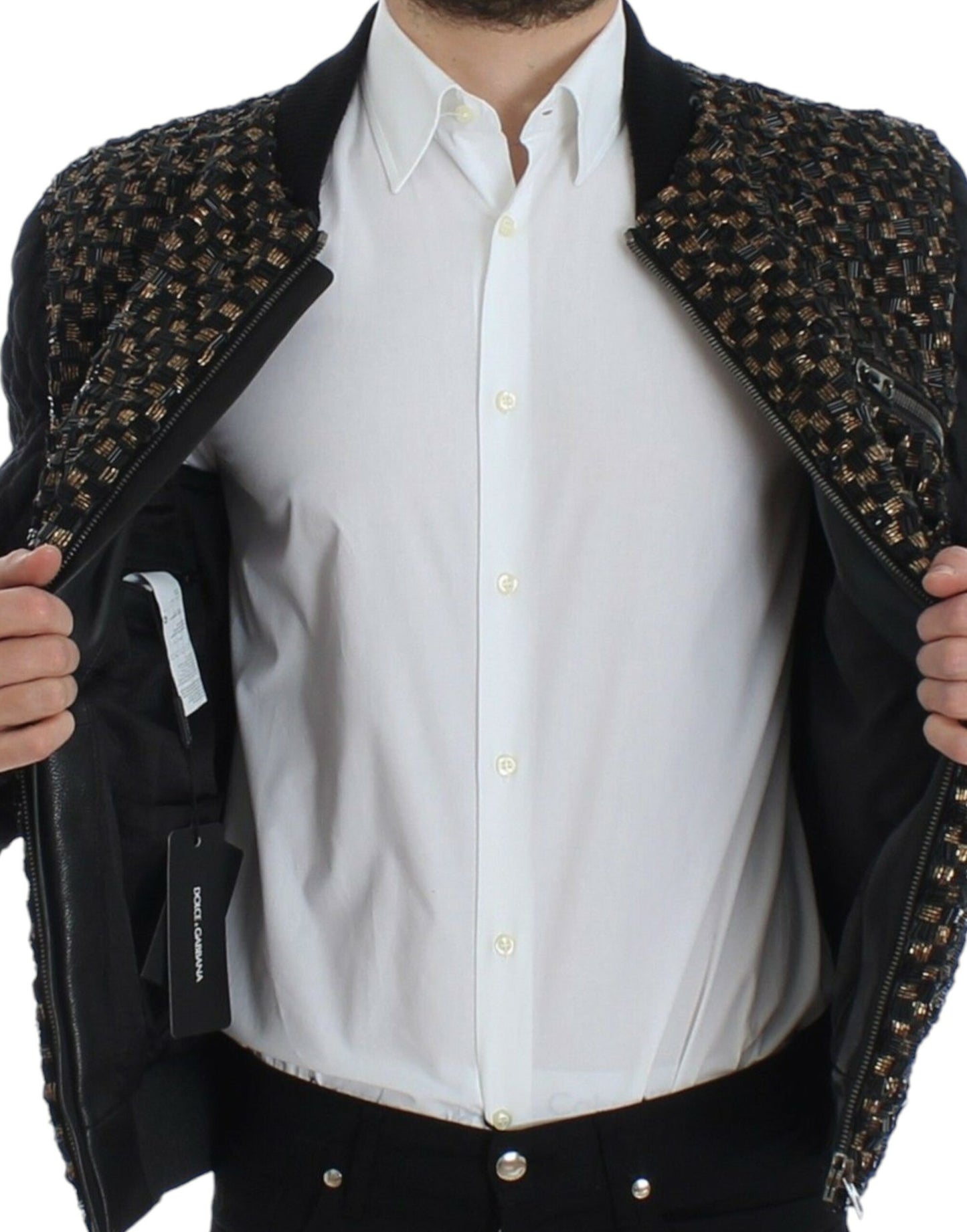 Black Sequined Goatskin Jacket