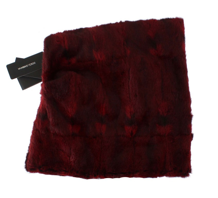 Luxurious Bordeaux Fur Hooded Scarf Wrap