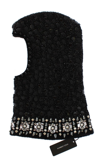 Black Sequined Crystal Hooded Scarf Wrap