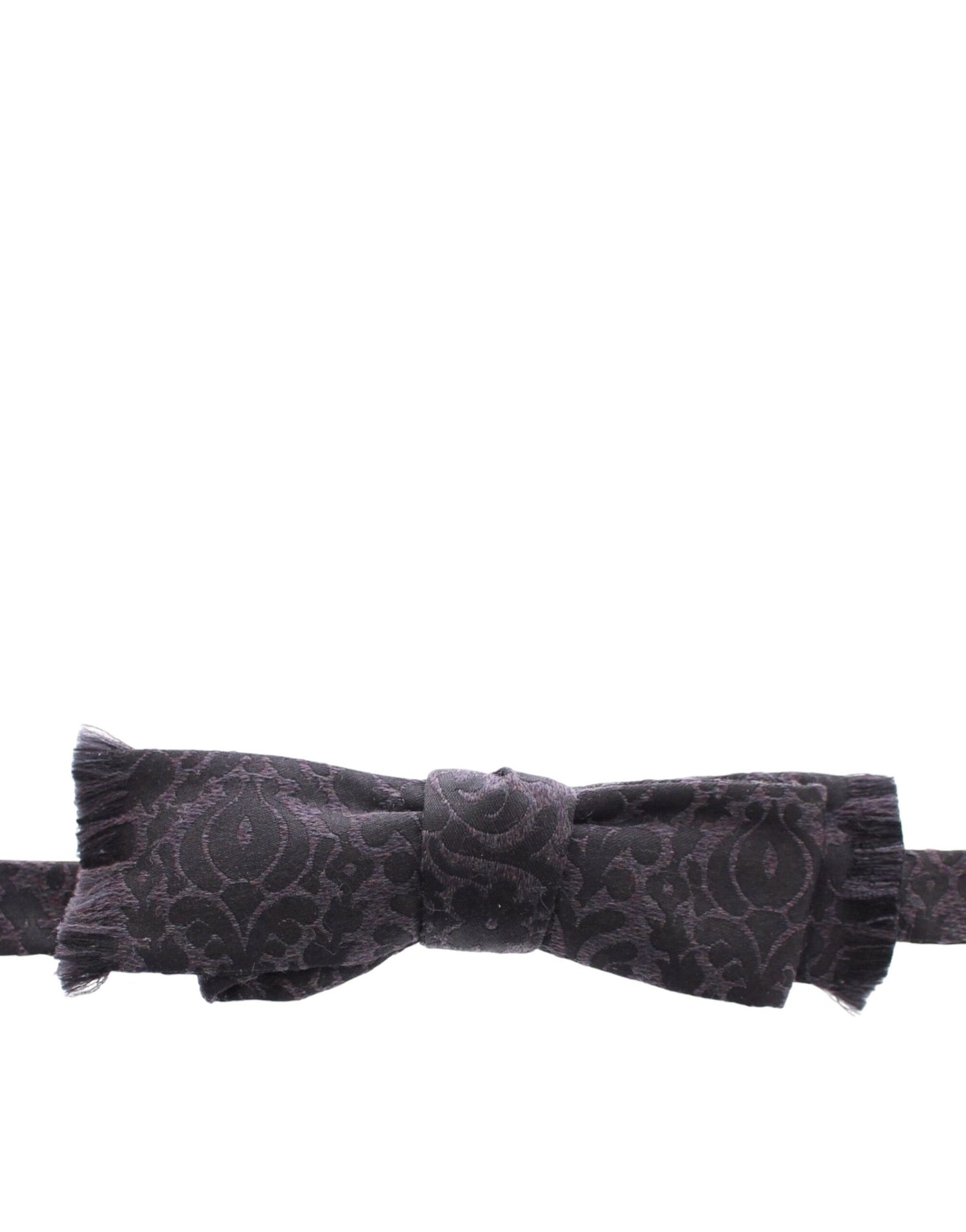 Gray Black Wool Silk Bow Tie