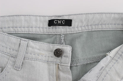 Chic Gray Slim Fit Designer Jeans