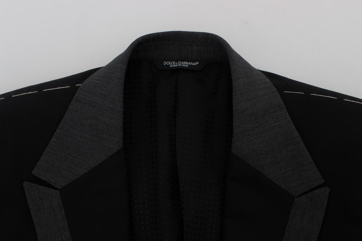 Elegant Slim Fit Black Wool Blazer