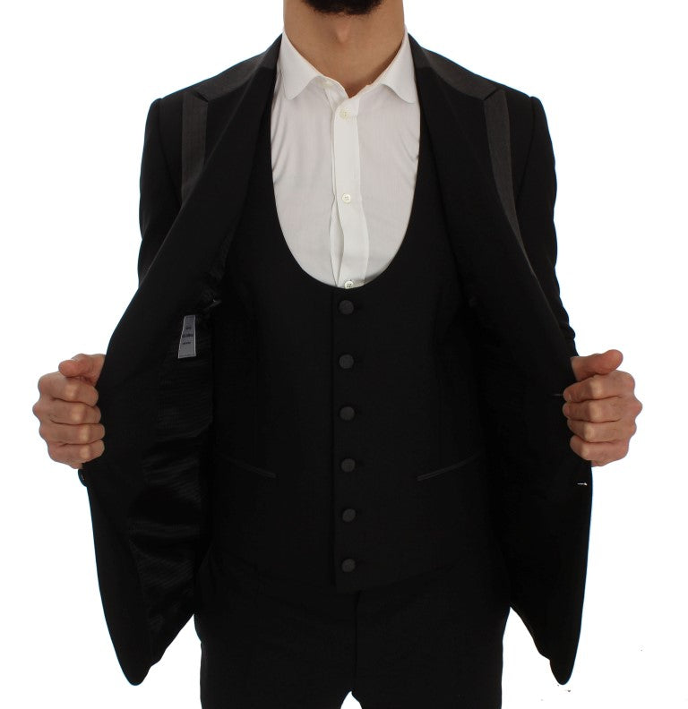 Elegant Slim Fit Black Wool Blazer