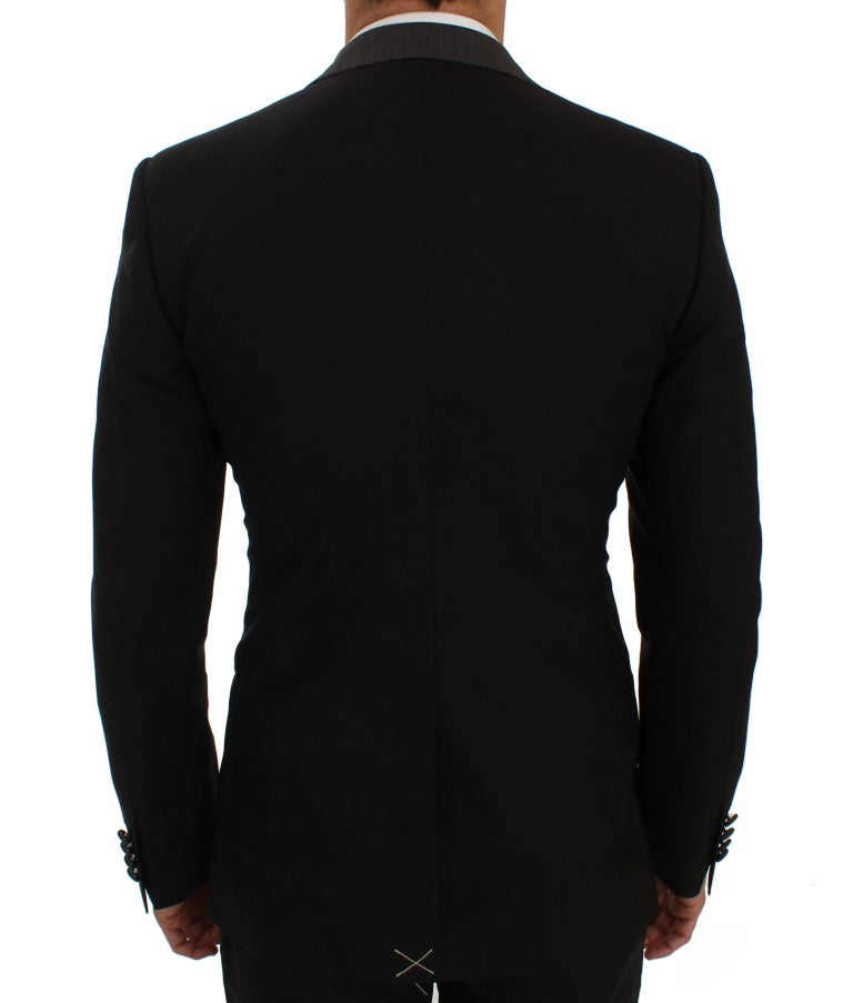 Elegant Slim Fit Black Wool Blazer