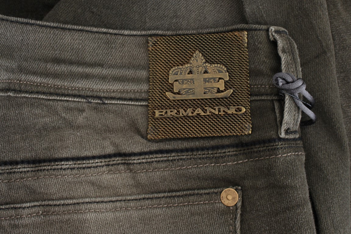 Chic Gray Slim Fit Italian Denim