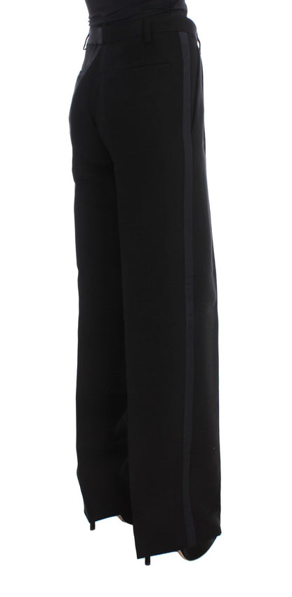 Chic Black Wide Leg Silk Blend Jeans