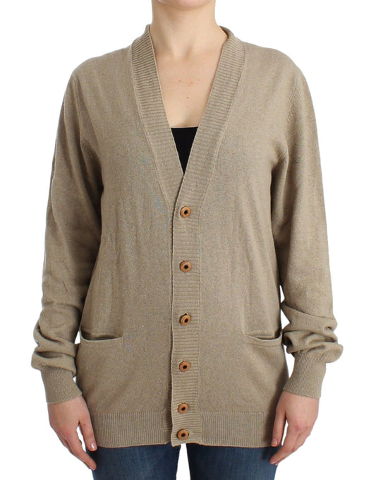 Beige Cardigan Wool Cashmere Sweater Knit