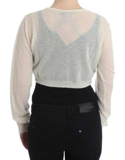 Lingerie Knit Cropped Wool Sweater Cardigan