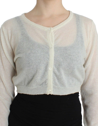 Lingerie Knit Cropped Wool Sweater Cardigan