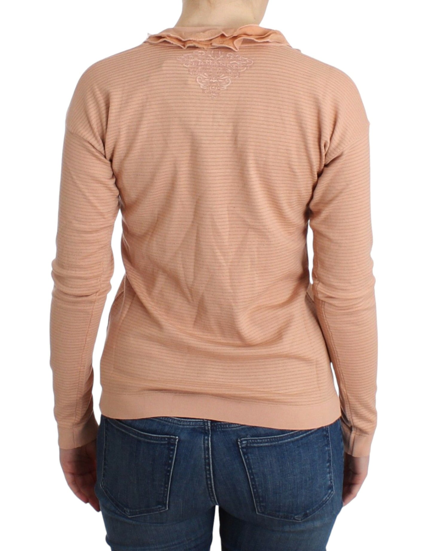 Orange Wool Blend Striped Long Sleeve Top