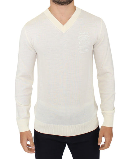 Off-White V-Neck Wool Blend Pullover