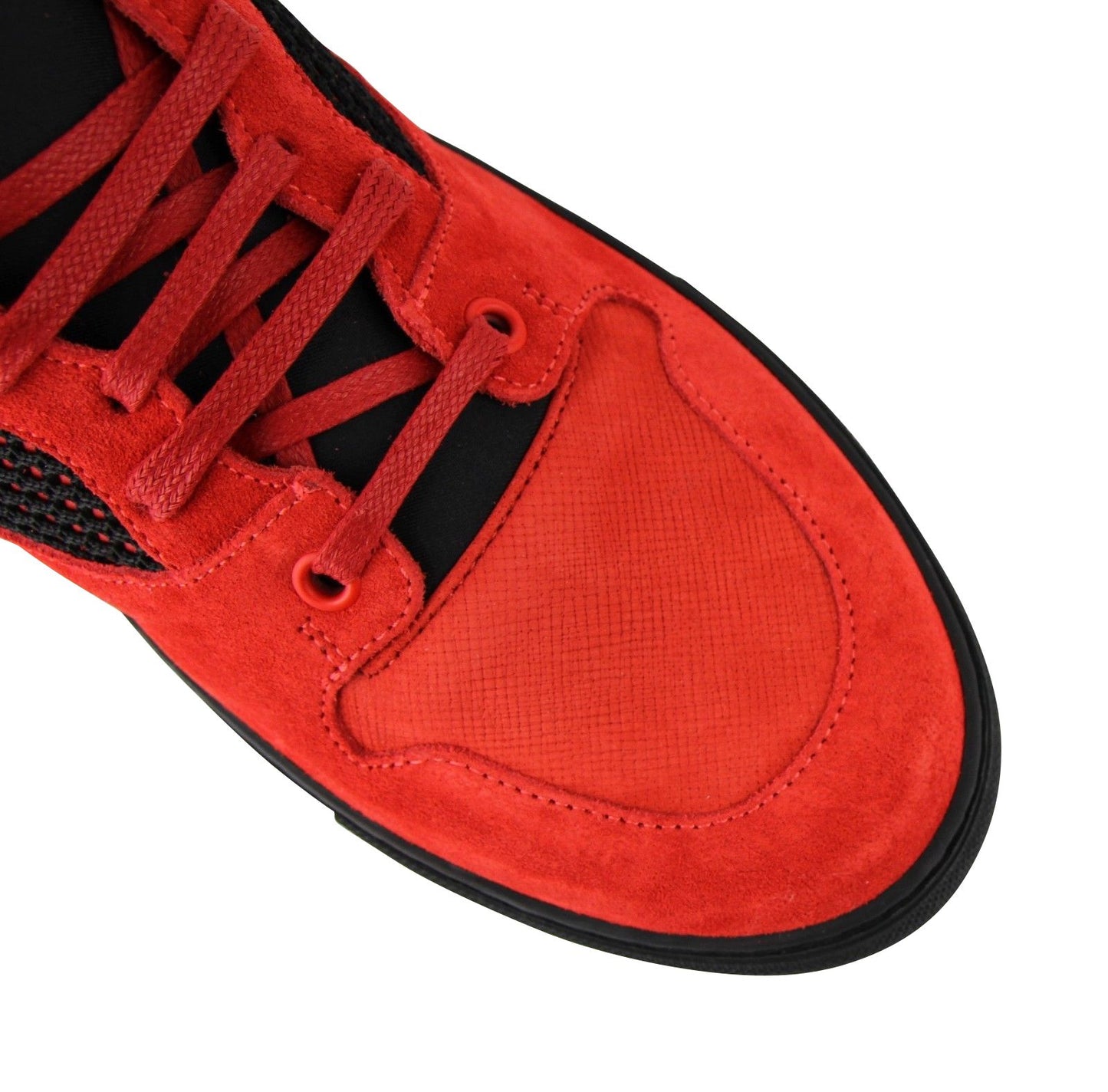 Balenciaga Men High Top Black Red Suede Leather Sneakers