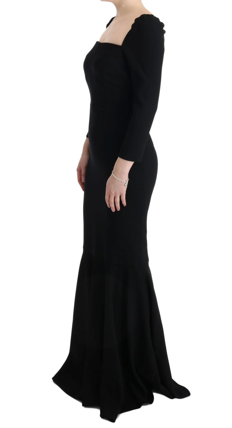 Elegant Black Sheath Gown with Crystals