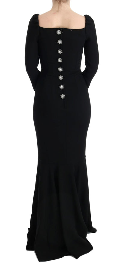 Elegant Black Sheath Gown with Crystals