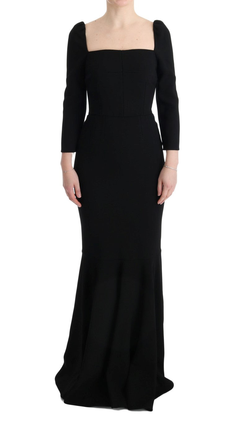 Elegant Black Sheath Gown with Crystals