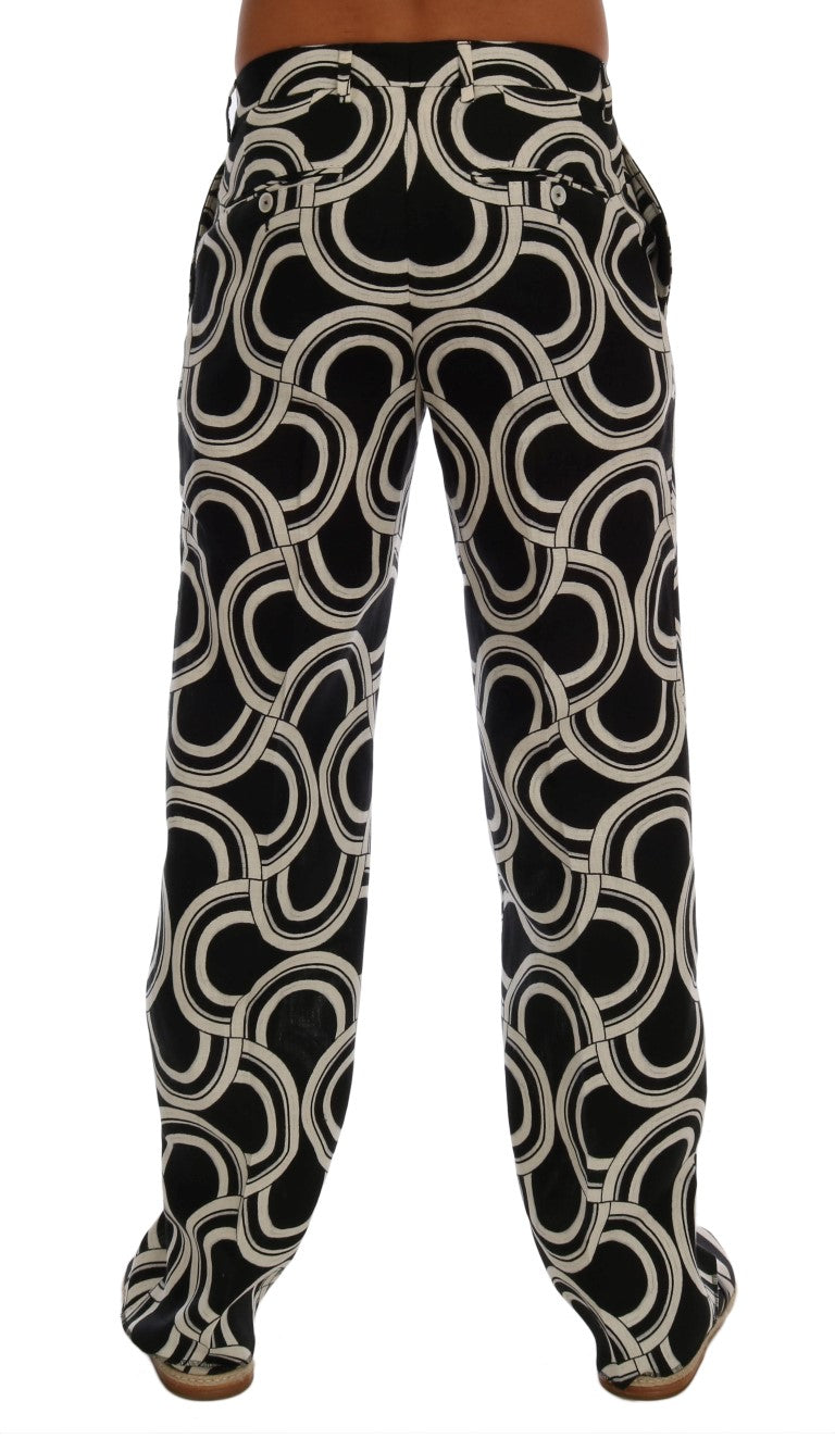 Sleek Patterned Slim-Fit Trousers