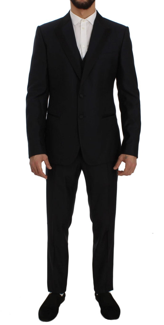 Elegant Blue Slim Fit Three-Piece Suit